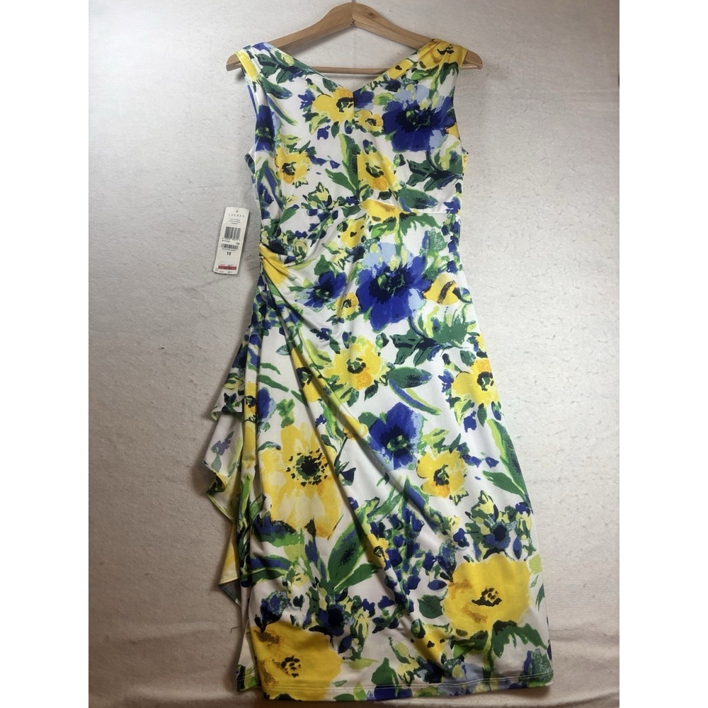 Lauren Ralph Lauren Dress Size 10 Sleeveless Side Ruching Floral Faux Wrap NWT - Picture 13 of 13
